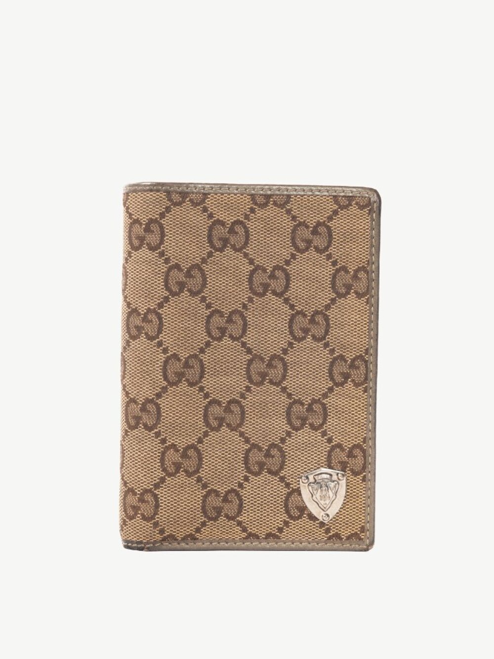 Gucci Beige GG-Canvas Crest Wallet